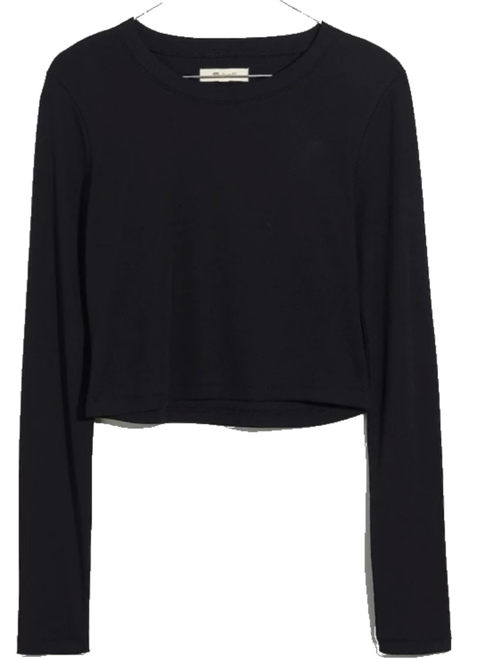 Madewell Black Cropped Ribbed Long-Sleeve Tee